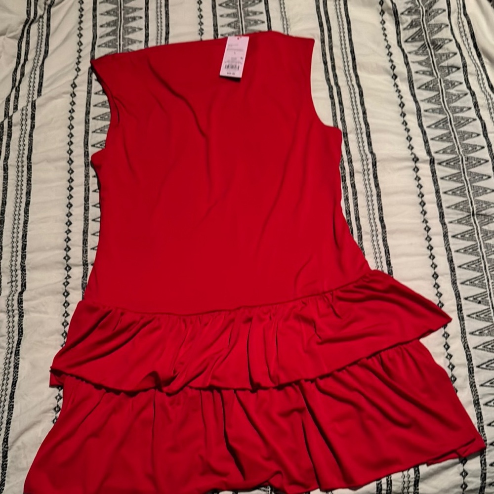 Vibrant Red Sleeveless Dress with Ruffle Hem